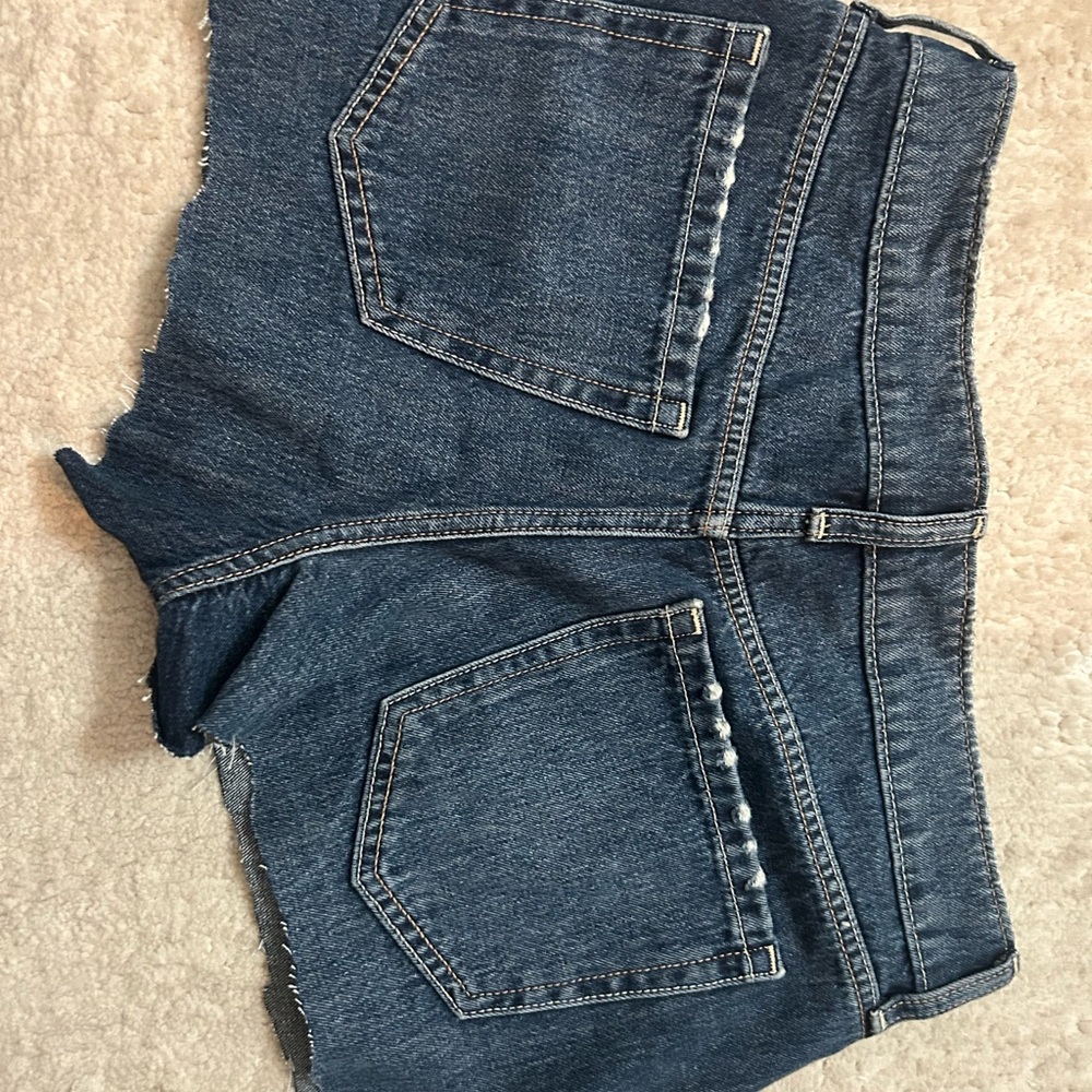 HOLLISTER Dark Wash Denim Low Rise Cutoff Fold over Mini Shorts - Picture 2 of 4